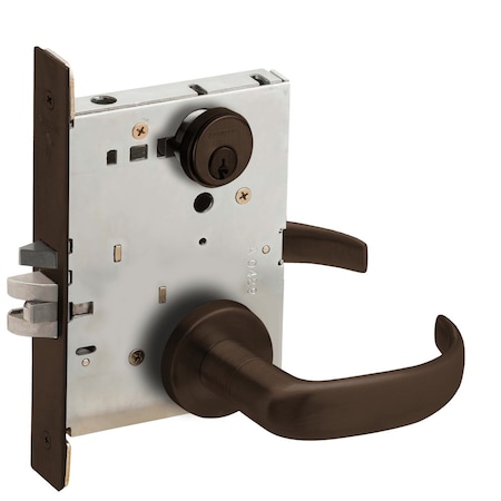 Schlage Grade 1 Entrance Office Mortise Lock, Conventional Cylinder, S123 Keyway, 17 Lever, A Rose, Dark Oxi L9050P 17A 613